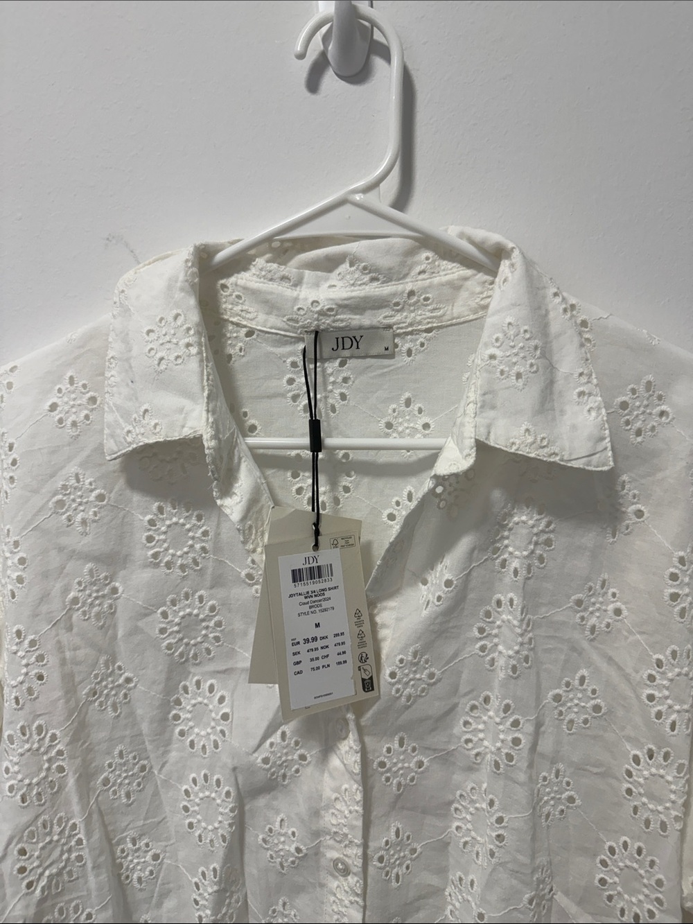 White Eyelet Button-Down Shirt